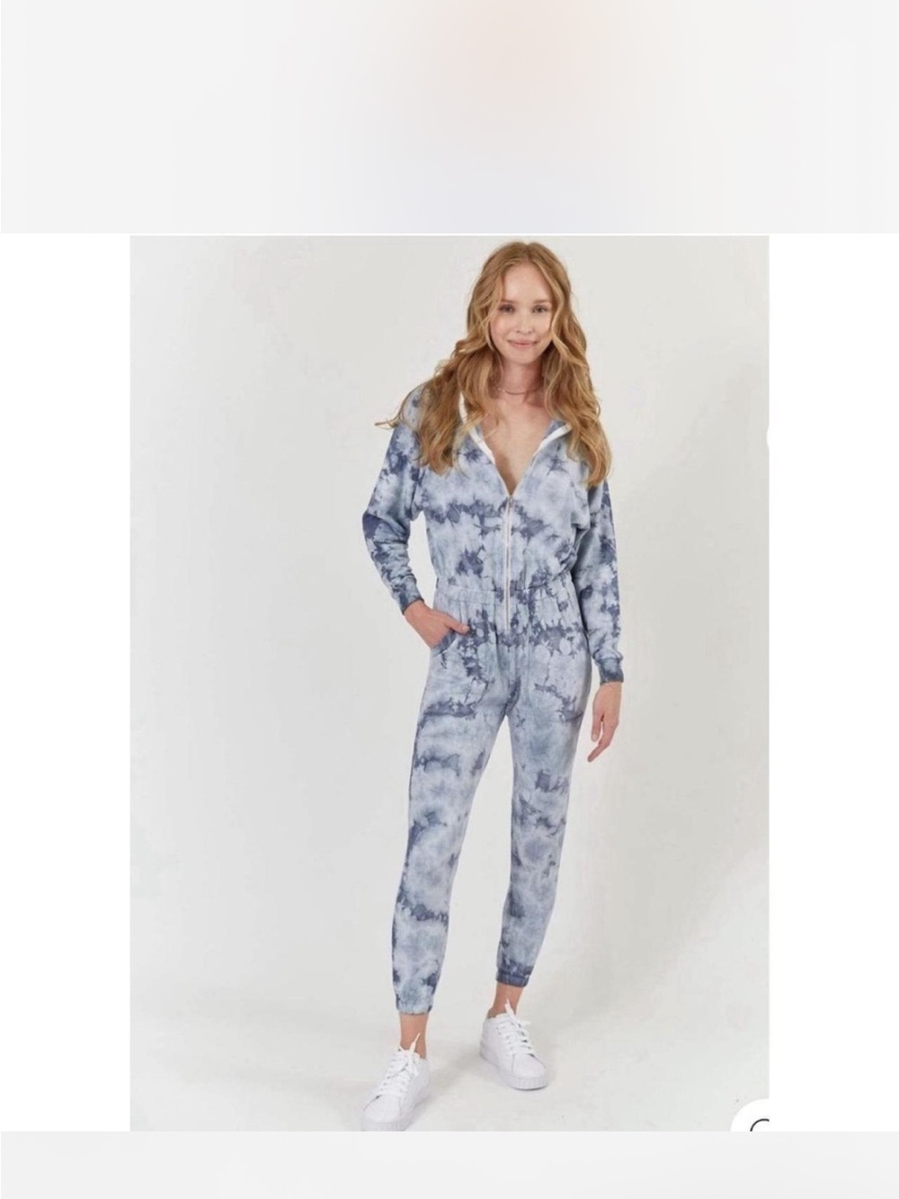 Legation Restore Terry Soft Blue Tie die jumpsuit
